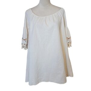 Aiden Embroidered Peasant Mini Dress Size Medium